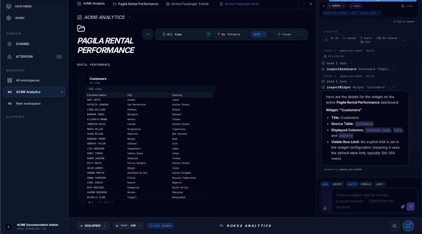 Real beta Sidekick read-only inspection beside the Pagila dashboard